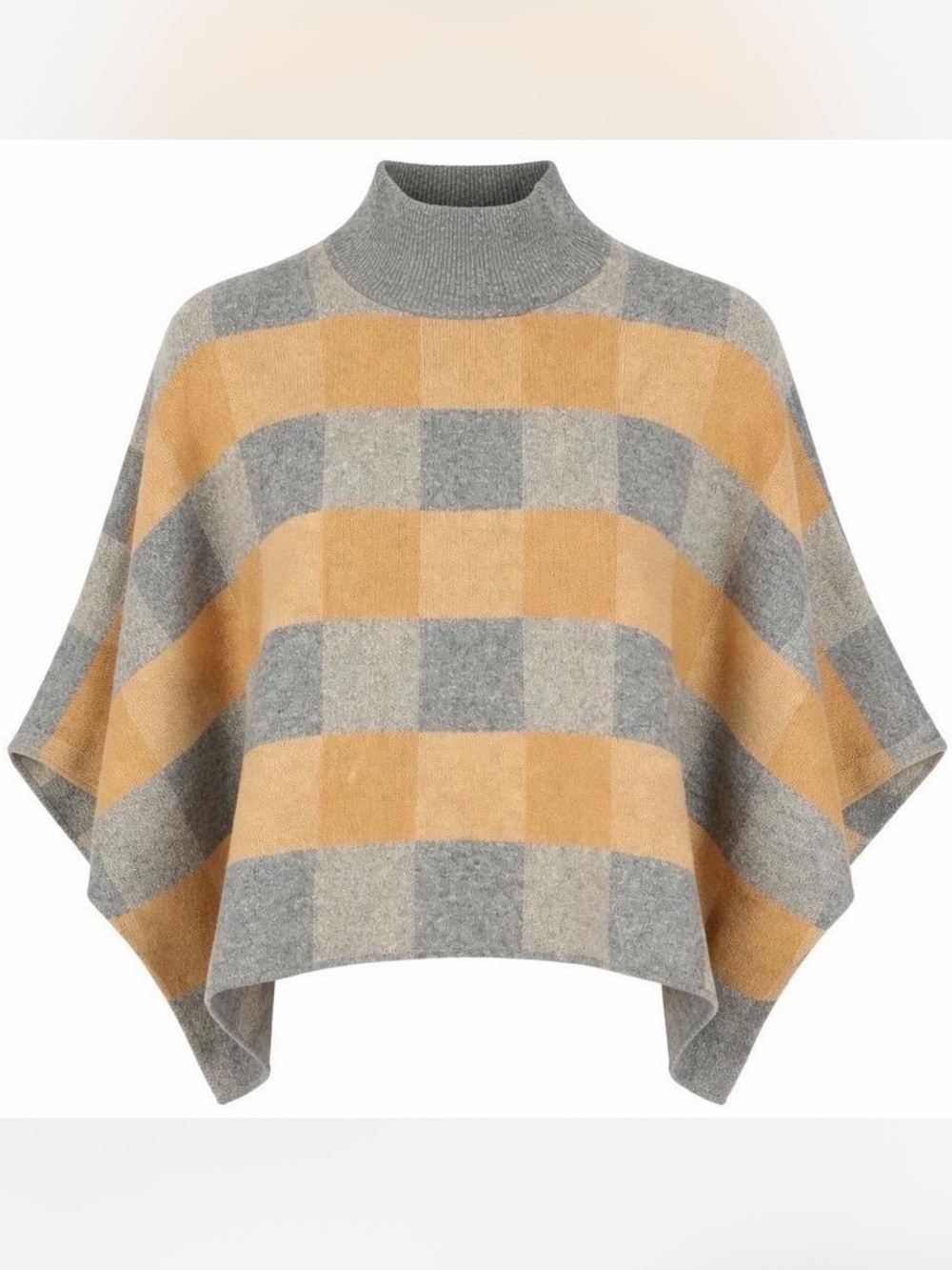 Note di Anita Italy Poncho Sweater Merino Wool Cashmere Plaid!